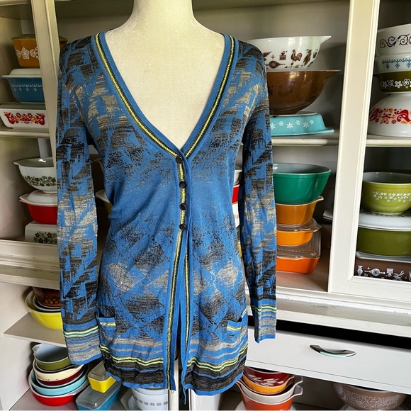 Diktons Barcelona Blue Button-Down Sweater - Size 6 - Picture 1 of 12